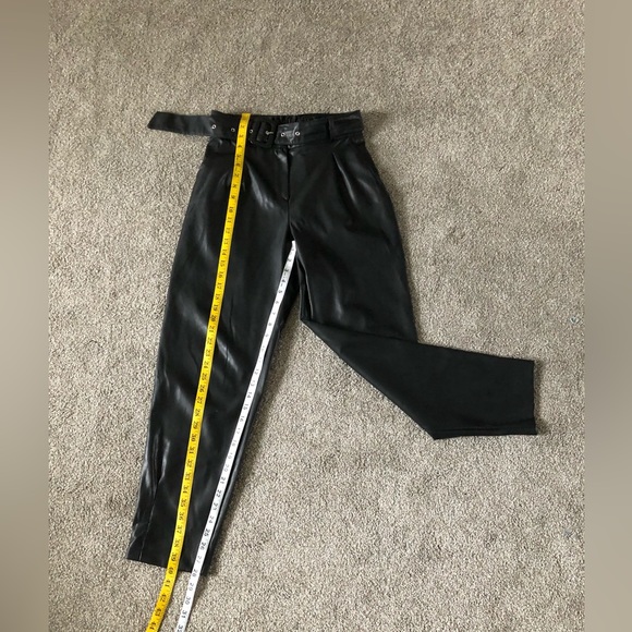 Halilu Faux Leather Pants size M Belted Zipper Elasticity Hight Waist - Picture 5 of 14